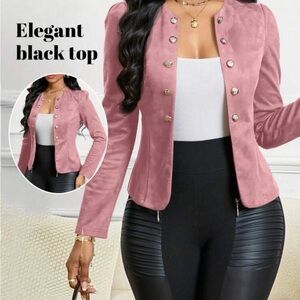 SHEIN Pink Button-Up Blazer